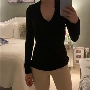 Black long sleeve V neck sweater